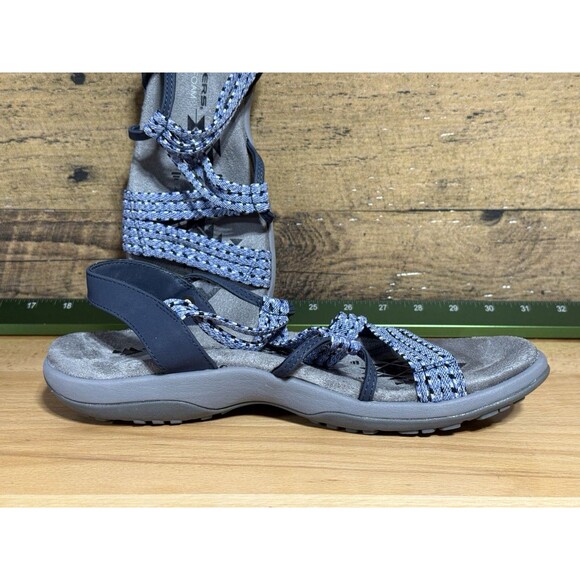 Skechers Memory Foam Reggae Slim Stretch Appeal Strappy Sandals Blue Womens 9 - Picture 4 of 11